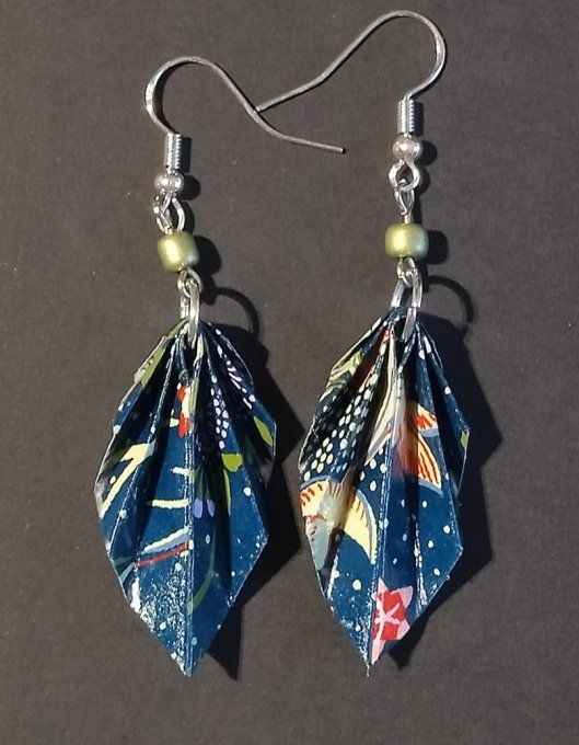 Boucles d'oreilles - feuilles + 1 perle