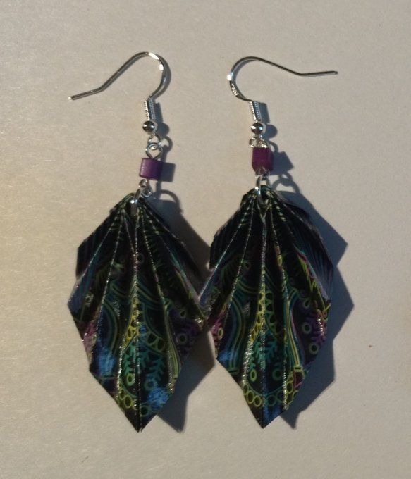 Boucles d'oreilles - grandes feuilles (collection mandalas)